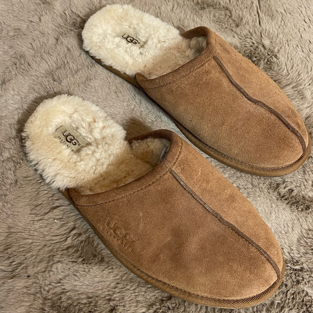 UGG Tan Suede Shearling Slippers